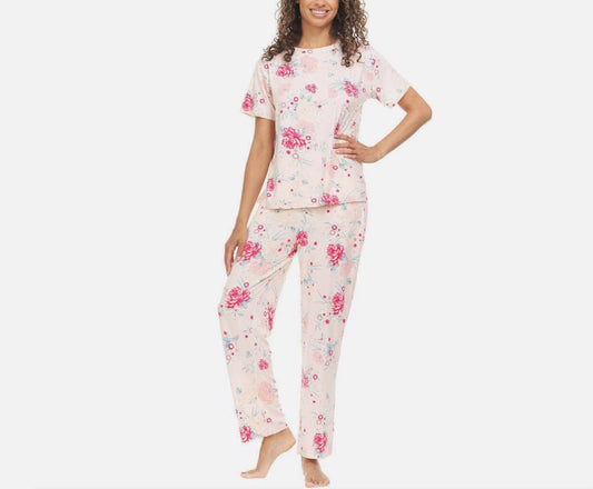 Flora Nikrooz Ladies Size Large (10-12) Super Soft 2-PC Pajamas, Pink, Grade A