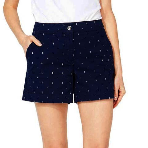 Nautica Ladies' Size 12, Cotton Stretch Twill 5" Shorts, Navy Anchors