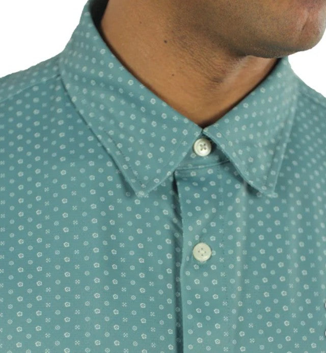 Jachs NY Men's Size X-Large Short Sleeve Woven Button Front Shirt, Green