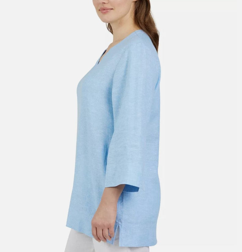 Lands’ End Ladies' Size XXL (18) Notch Neck Tunic, Blue