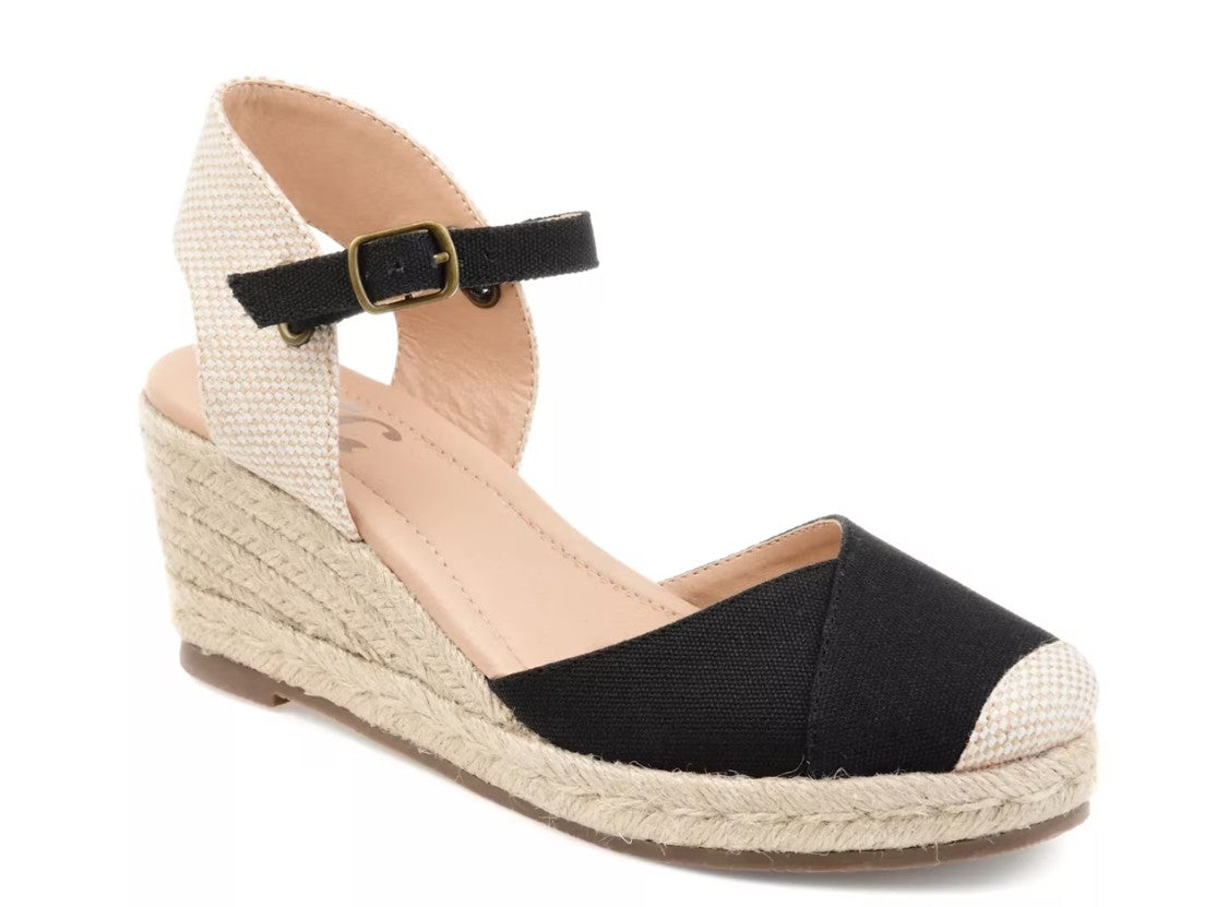 Journee Collection Women's Size 9, Comfort Foam Ashlyn Wedge Sandals, Black