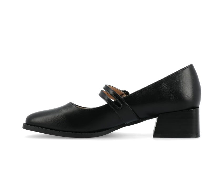 Journee Collection Savvi Women's Size 8, Mary Jane Block Heel Pumps, Black