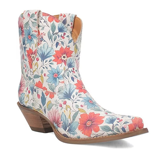 Dingo Women's Size 6, Pixie Rose Stacked Heel Pointed Toe Cowboy Boots, Floral