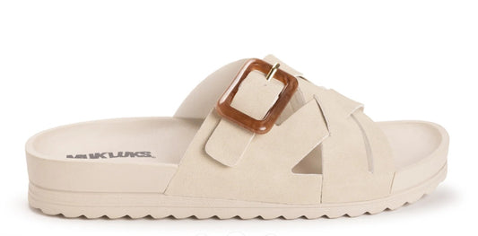 MUK LUKS Women's Size 9, Grand Shayna Adjustable Criss Cross Sandals Beige