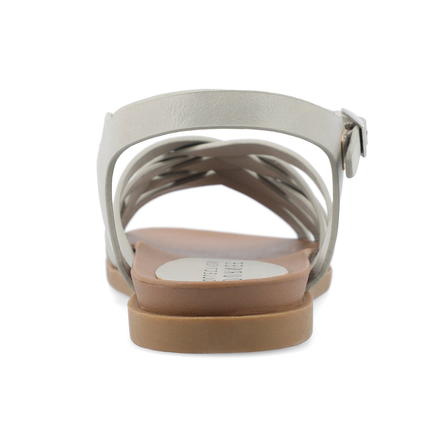 Journee Collection Women's Size 10, Kimmie Ankle Buckle Flat Sandals, Grey