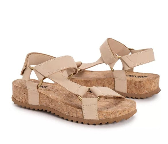 MUK LUKS Women's Size 7, Piper Hook and Loop Comfort Sandals, Khaki