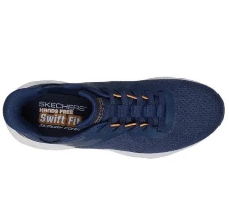 Skechers Men Size 10, Hands Free Swift Fit SlipOn Sneaker Shoes, Navy, Grade A