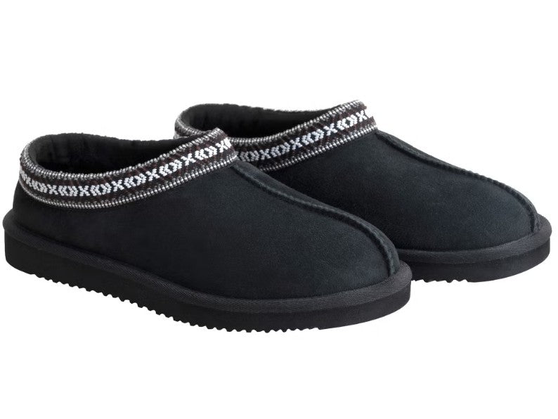 Kirkland Signature Unisex Men's 7 Ladies' 8 Shearling Slippers, Black