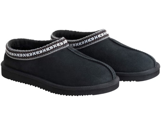 Kirkland Signature Unisex Men's 7 Ladies' 8 Shearling Slippers, Black
