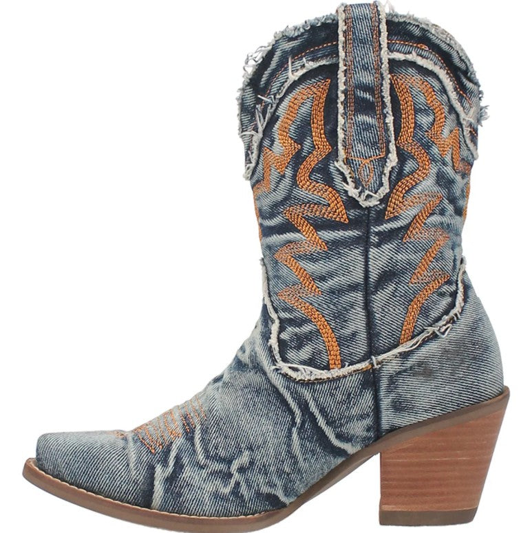 Dingo Women Size 6 M, Y'all Need Dolly Denim Cowboy Boots, Blue