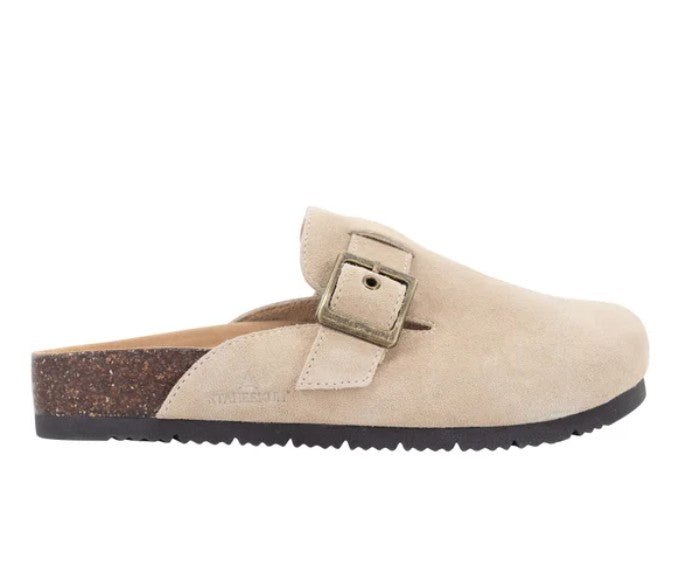 Staheekum Women's Size 8, Crescent Slip-on Buckle Clogs Shoes, Tan, Grade A