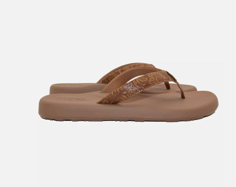 Flojos Women's Size 8 Flip Flops Sandals, Tan Artisan, Grade A