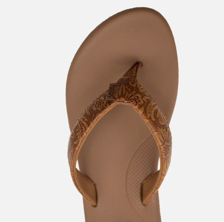 Flojos Women's Size 9 Flip Flops Sandals, Tan Artisan, Grade A