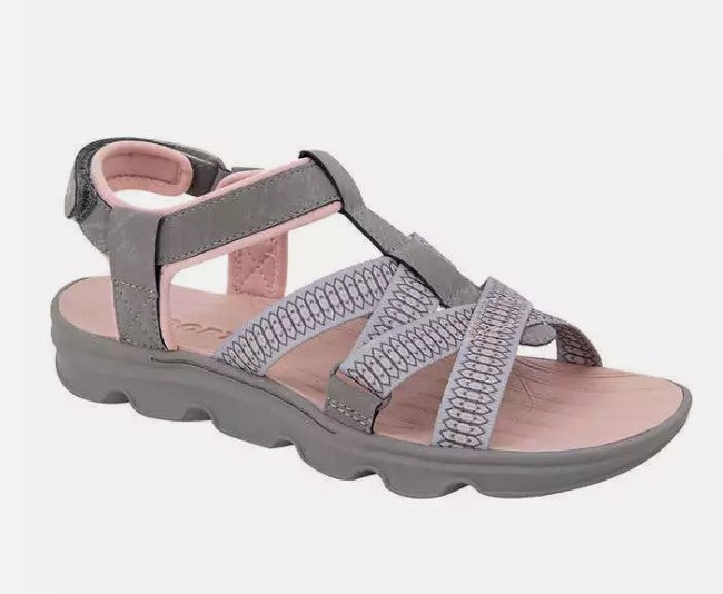 Jsport Ladies' Size 10 Strap Sandals All Terra Traction, Grey, Customer Return