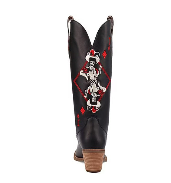 Dingo Womens Size 11 M, Jack Of Diamonds Embroidered Black Leather Cowboy Boots