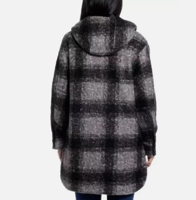 Weatherproof Ladies' Size XS (0-2), Boucle Hooded Jacket, Black Plaid