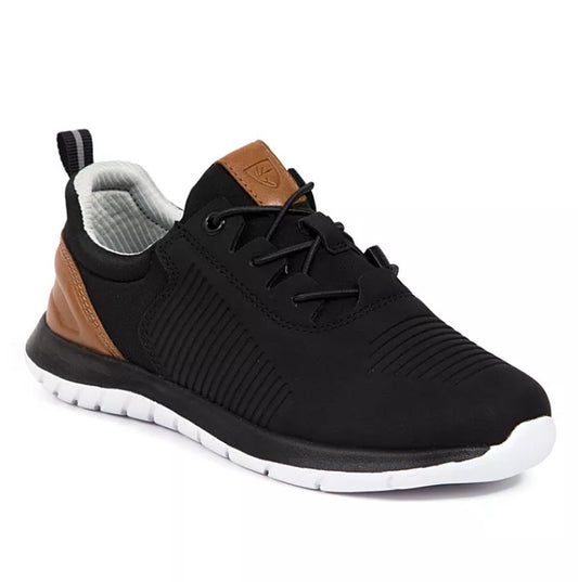 Deer Stags Boys Size 1, Jack Jr Bungee Lace Dress Fashion Sneakers, Black/Brown