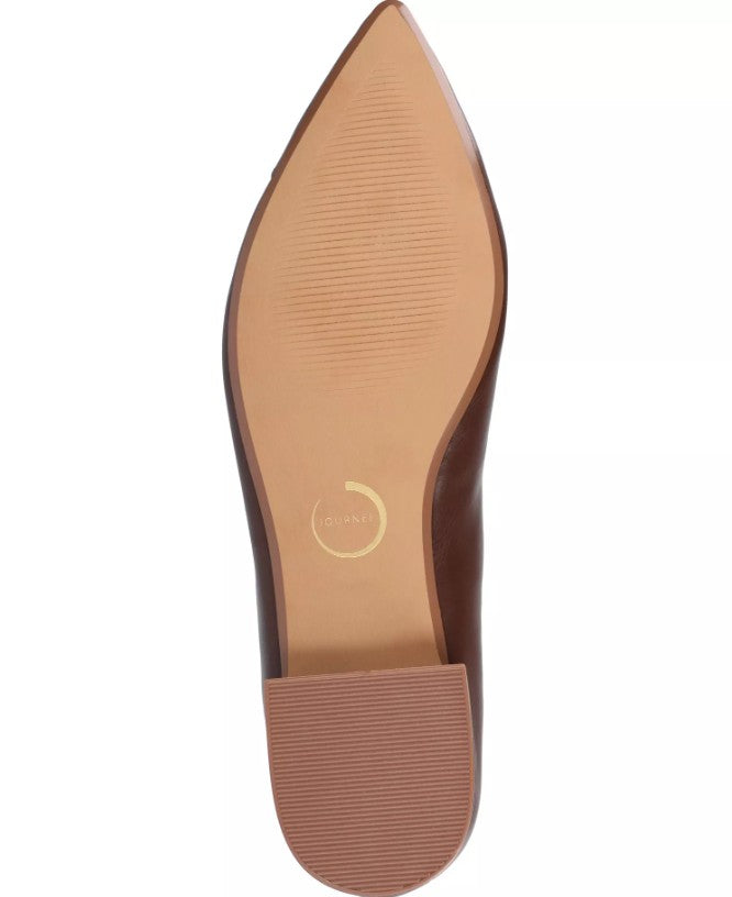Journee Women's Size 9 Wide, Carmin Pointed Toe Dress Flats, Brown