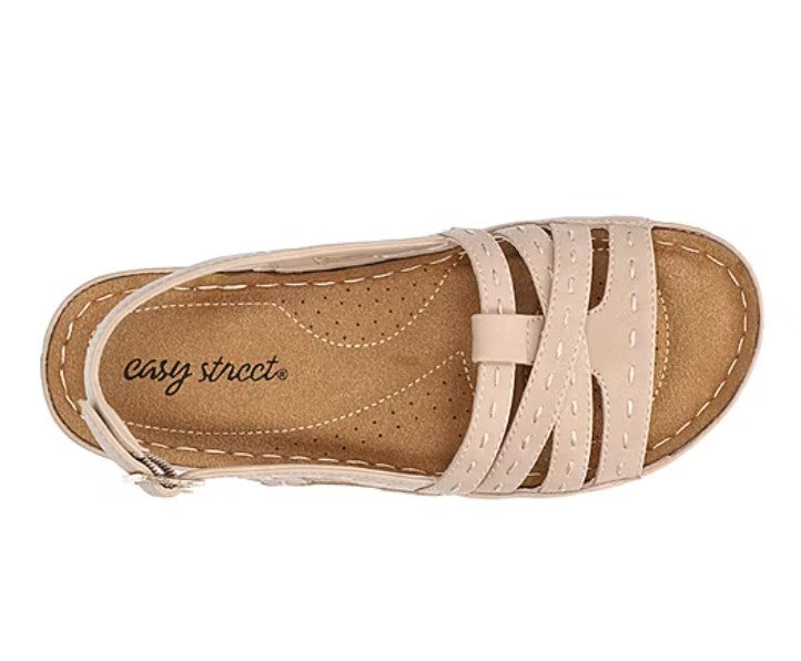 Easy Street Women Size 8.5 Wide, Kehlani Slingback Comfort Sandals, Tan
