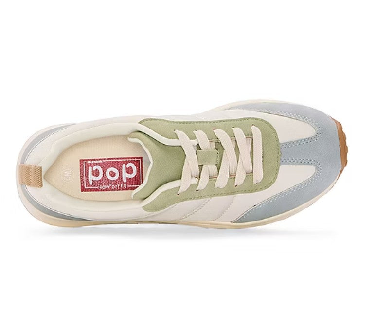 Pop Solanas Women's Size 7.5 M, Lace-up Comfort Fit Sneakers, Blue - White