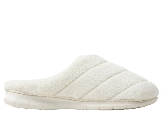 Dearfoams Women's Size Medium (7/8) Indoor/Outdoor Slippers, Cream, Grade B