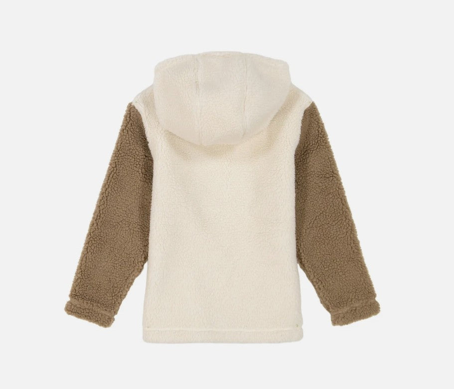 Quiksilver Youth Boy's Size Small (7/8) Hooded Sherpa Jacket, Beige, Grade A