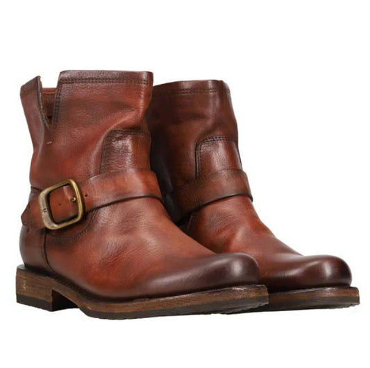 Frye Ladies' Size 6 Leather Bootie Pull On Boots, Tan, New in Box