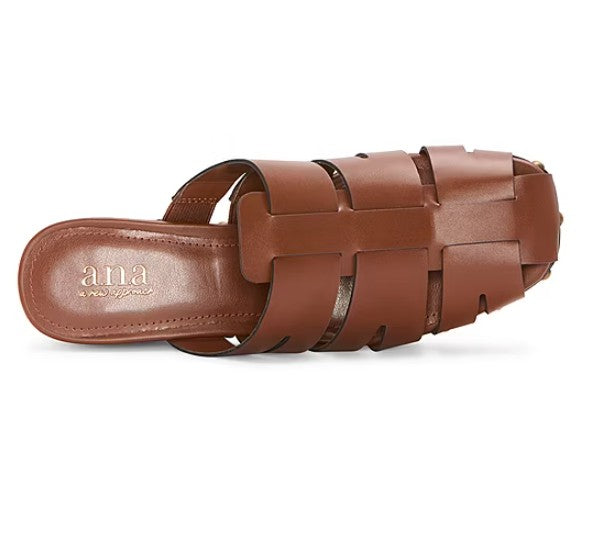 a.n.a Women's Size 8 M, Fernberg Low Block Heel Faux Leather Clogs, Cognac