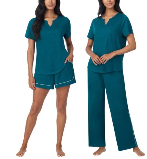 Carole Hochman Midnight Women's Size Small (6-8) 3-piece PJ Set, Teal