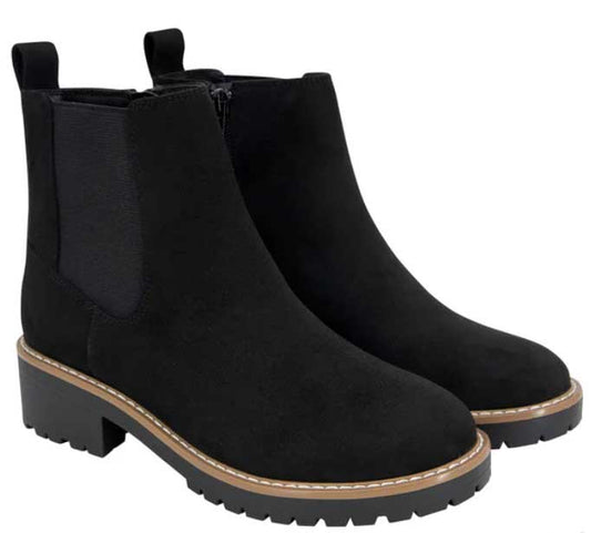 Kensie Kayla Ladies' Size 7.5, Chelsea Faux Suede Boot, Black, Customer Return