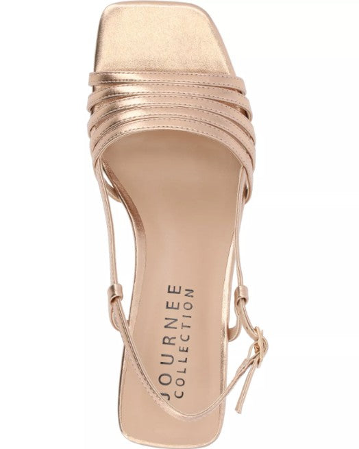 Journee Collection Women Size 6.5 M, Shayana Slingback Heel Sandals, Rose Gold