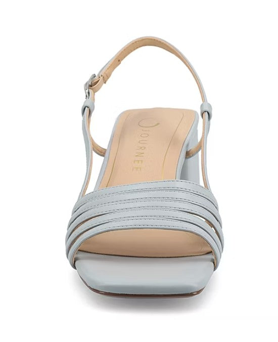 Journee Collection Women Size 7W, Shayana Slingback Block Heel Sandals, Blue