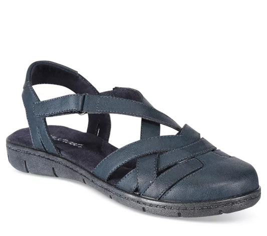 Easy Street Women's Size 7.5 M, Garrett Flats Closed Toe Sandals, Navy