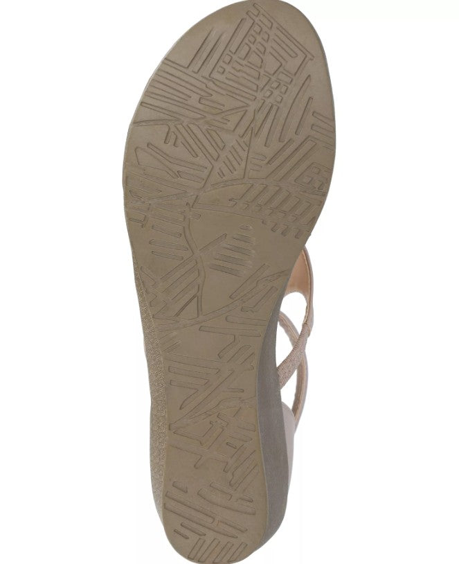 Journee Collection Women's Size 9.5, Trayle Wedge Gladiator Sandals, Taupe