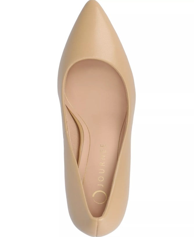 Journee Womens 6 W, Scylee Pointed Stiletto Heel Pumps, Tan