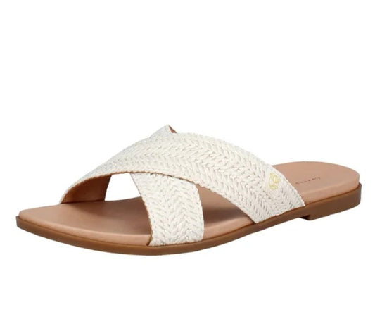 Draper James Women's Size 10 Alex Raffia Cross Strap Sandals, White