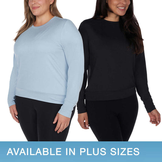 Lukka Lux Ladies' Size X-Large Long Sleeve Active Top, 2-PACK, Blue / Black, Customer Return