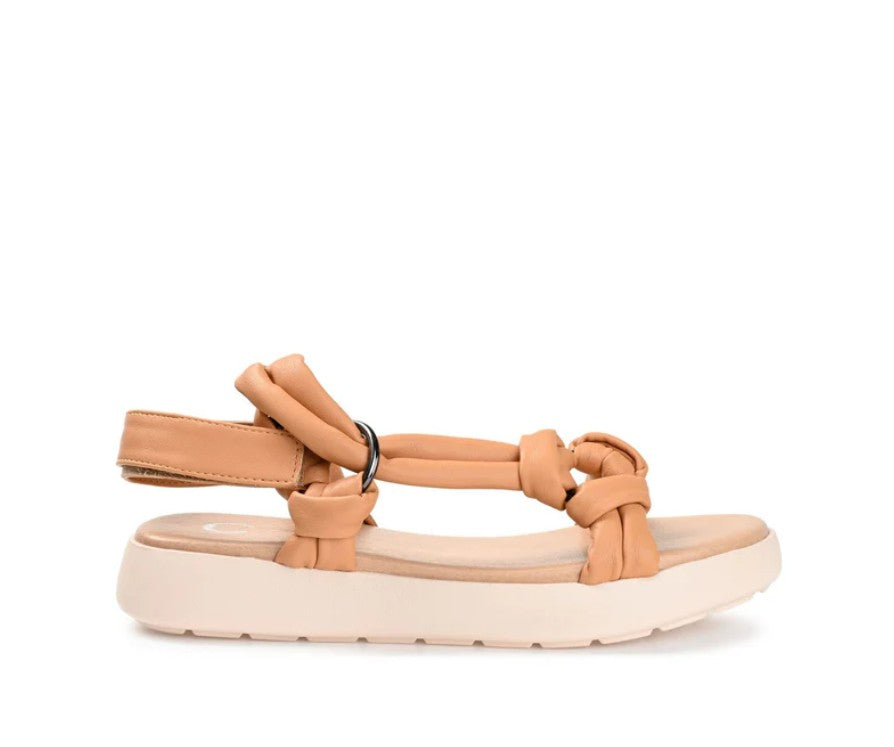Journee Collection Women's Size 10, Marri Knotted Strap Sandals, Mocha