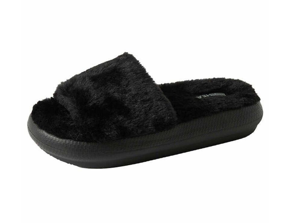 32 Degrees Heat Plush Women's Size X-Large (11/12) Cushion Slide, Black