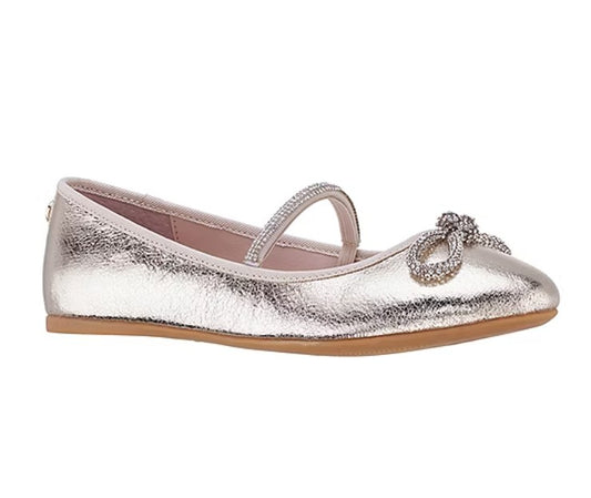 I. Miller Jaritza Girl's Size 5, Round Ballet Flats Dress Shoes, Platino