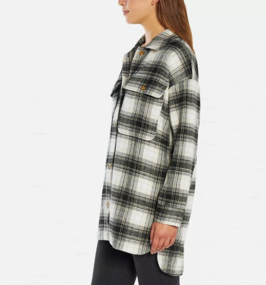 Banana Republic Ladies' Size X-Small Shirt Jacket, Black Plaid