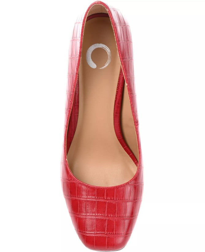 Journee Women's Size 9.5 Wide, Monalee 3" Slim Heel Pumps Dress Shoes, Red