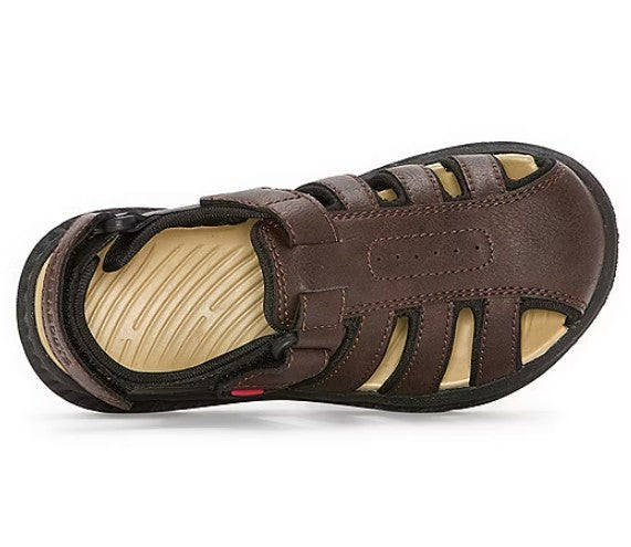 Thereabouts Flow Big Kid's Size 6, Closed Toe Strappy Sandals, Brown (NO BOX)