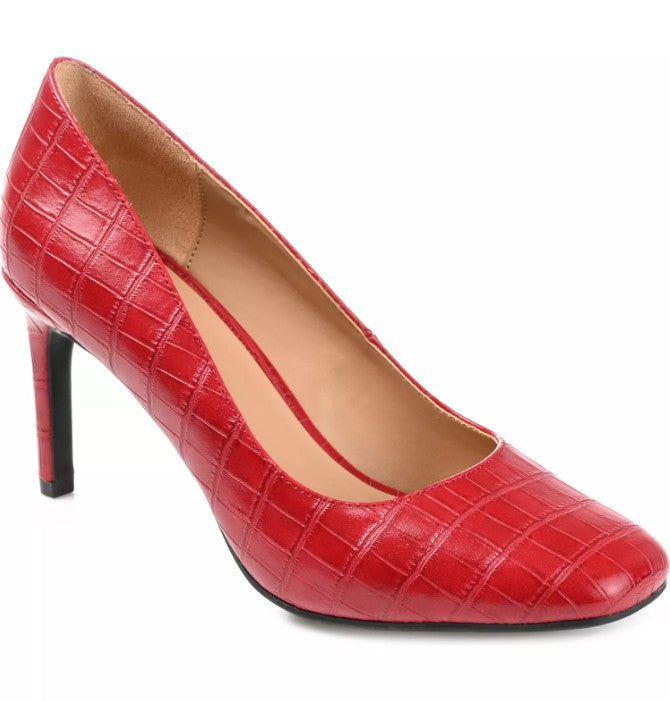 Journee Women's Size 9.5 Wide, Monalee 3" Slim Heel Pumps Dress Shoes, Red
