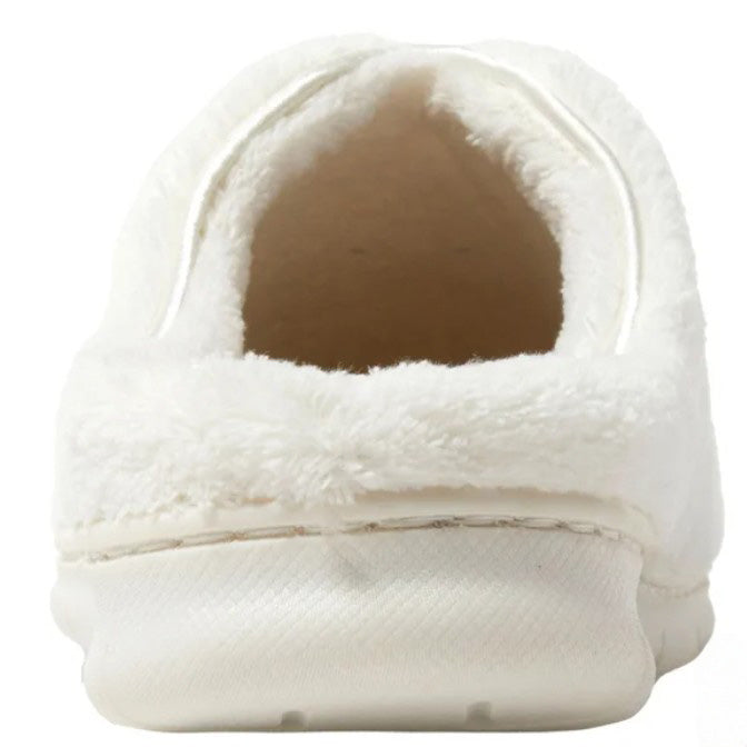 Dearfoams Women's Size Medium (7/8) Indoor/Outdoor Slippers, Cream, Grade B