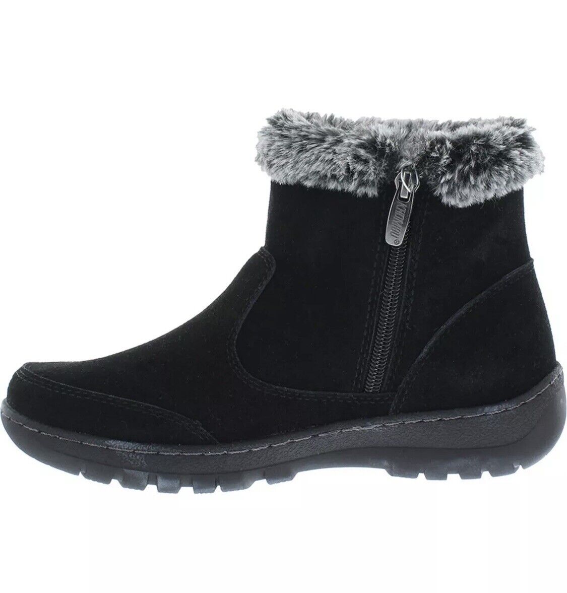 Khombu Iris Ladies Size 8, Faux Fur Trim Leather All Season Boot, Black