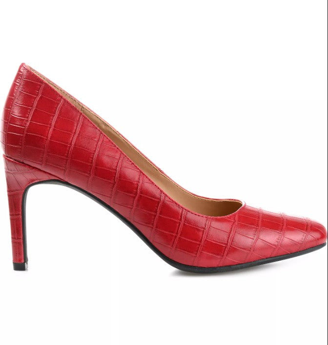 Journee Women's Size 9.5 Wide, Monalee 3" Slim Heel Pumps Dress Shoes, Red