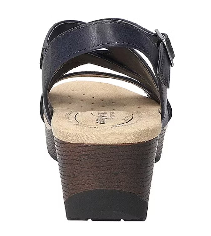 Easy Works by Easy Street Women's 8.5 WW, Rosella Slip-Resistant Sandals, Navy