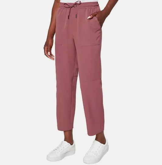 Mondetta Ladies' Size XL High Rise Textured Ankle Pants, Dark Pink, NEW (NO TAG)