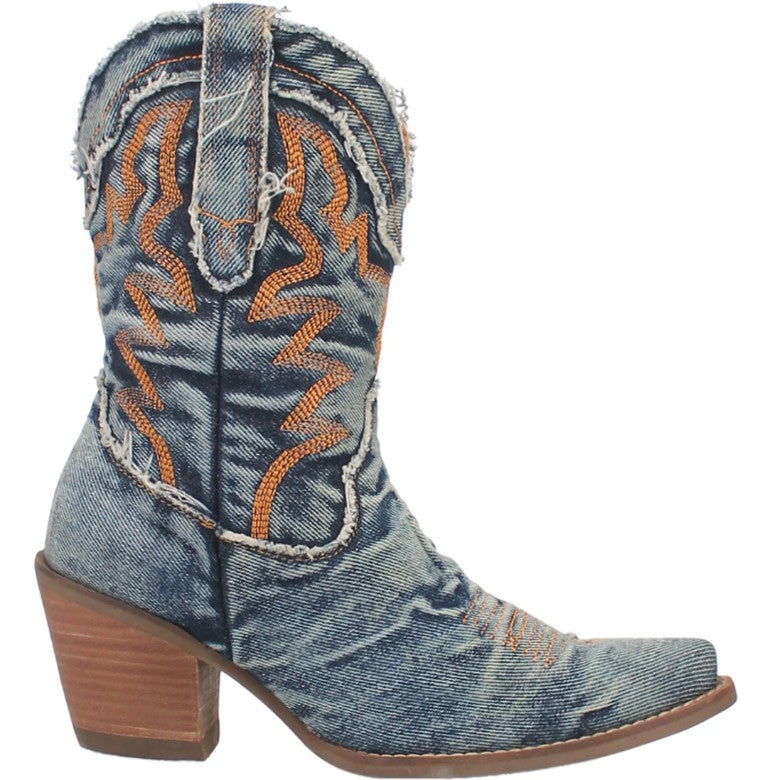 Dingo Women Size 6 M, Y'all Need Dolly Denim Cowboy Boots, Blue